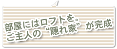 部屋にほロフトをご主人の‘隠れ家‘が完成